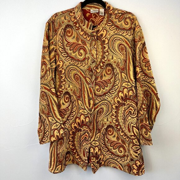 Chico's Longline Paisley Tapestry Button Front Coat Size 3 (US 16/XL) - Picture 1 of 6